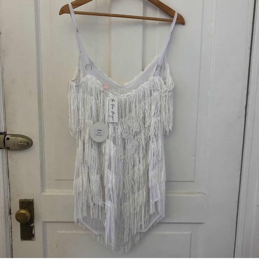 Shake it White Fringe Slip mini dress - NWT